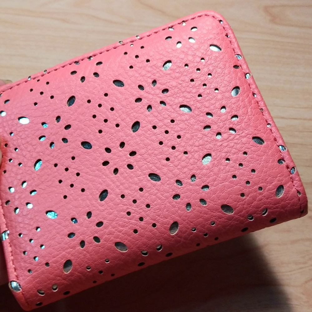 Coral Vegan Leather Safe Keeper RFID wallet